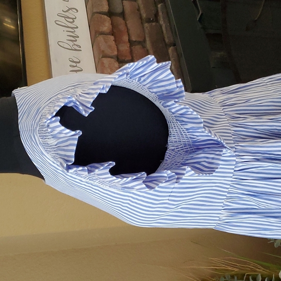 🆕️ English Factory Blue & White Striped Mini Dress SIZE: XS - Picture 6 of 16